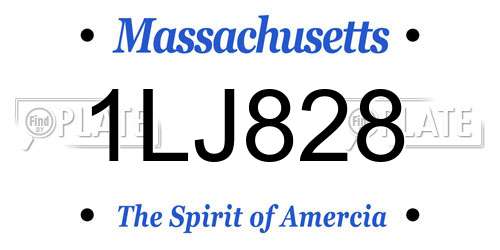 1LJ828 Massachusetts License Plate