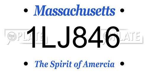 1LJ846 Massachusetts License Plate