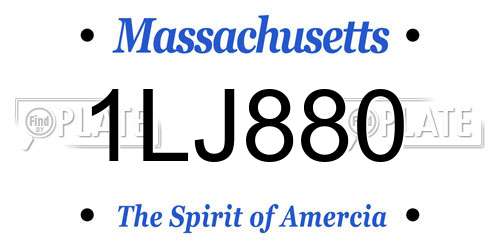 1LJ880 Massachusetts License Plate