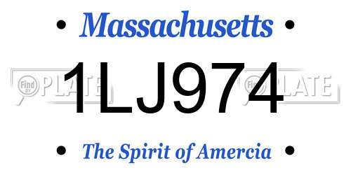 1LJ974 Massachusetts License Plate