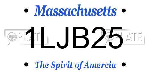 1LJB25 Massachusetts License Plate