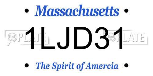 1LJD31 Massachusetts License Plate