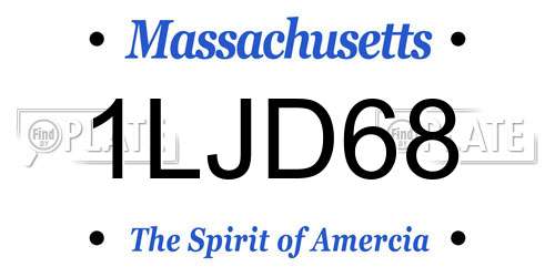 1LJD68 Massachusetts License Plate