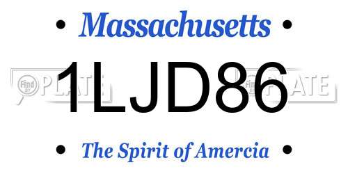 1LJD86 Massachusetts License Plate