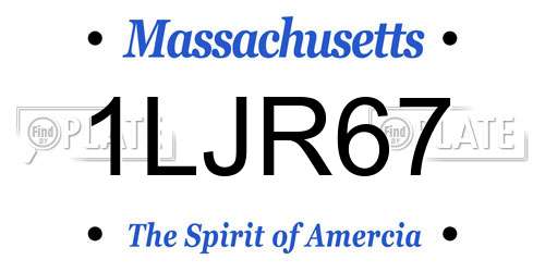 1LJR67 Massachusetts License Plate