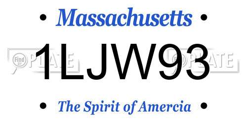 1LJW93 Massachusetts License Plate