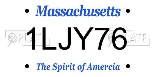 1LJY76 Massachusetts License Plate