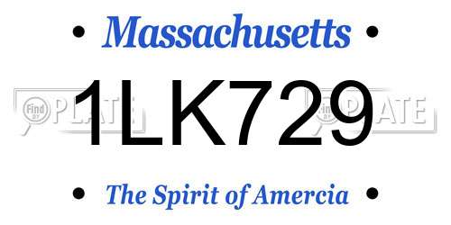 1LK729 Massachusetts License Plate