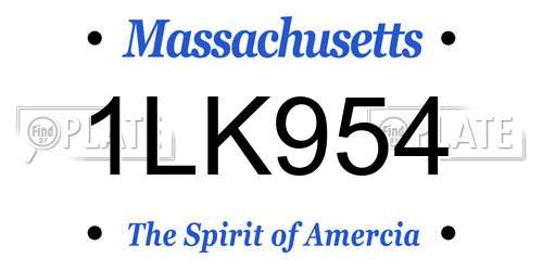 1LK954 Massachusetts License Plate