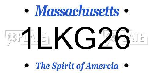 1LKG26 Massachusetts License Plate