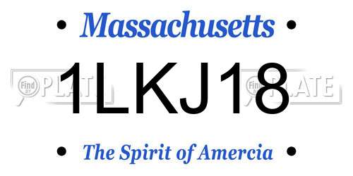 1LKJ18 Massachusetts License Plate