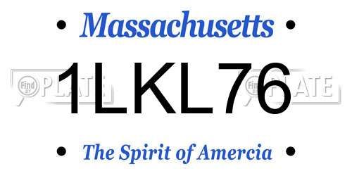 1LKL76 Massachusetts License Plate