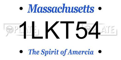 1LKT54 Massachusetts License Plate