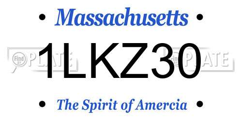 1LKZ30 Massachusetts License Plate