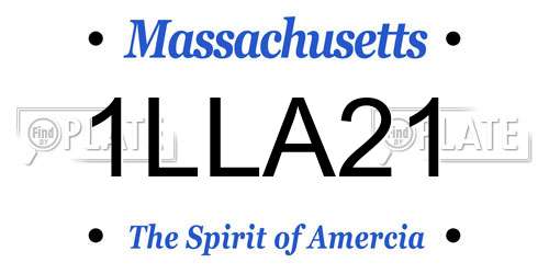 1LLA21 Massachusetts License Plate