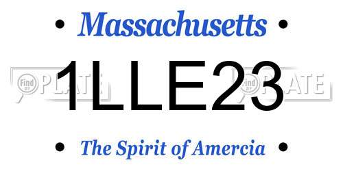 1LLE23 Massachusetts License Plate