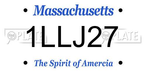1LLJ27 Massachusetts License Plate