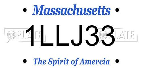 1LLJ33 Massachusetts License Plate