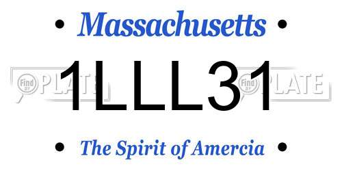 1LLL31 Massachusetts License Plate
