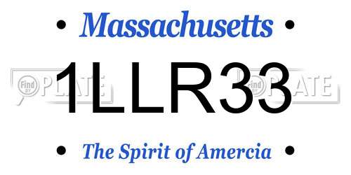 1LLR33 Massachusetts License Plate