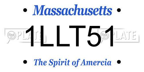 1LLT51 Massachusetts License Plate
