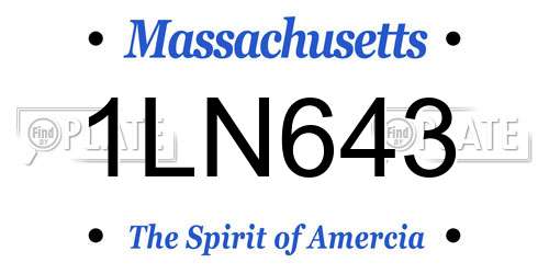 1LN643 Massachusetts License Plate