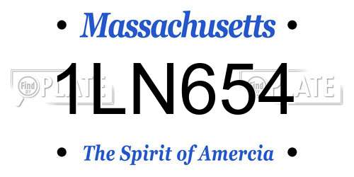1LN654 Massachusetts License Plate