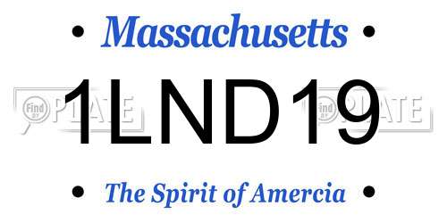 1LND19 Massachusetts License Plate