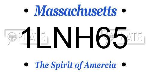 1LNH65 Massachusetts License Plate