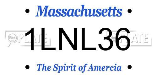 1LNL36 Massachusetts License Plate