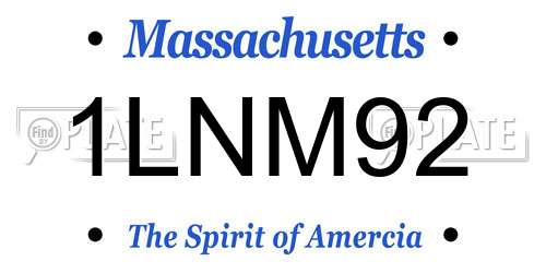 1LNM92 Massachusetts License Plate