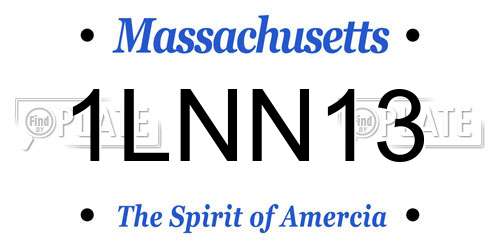 1LNN13 Massachusetts License Plate