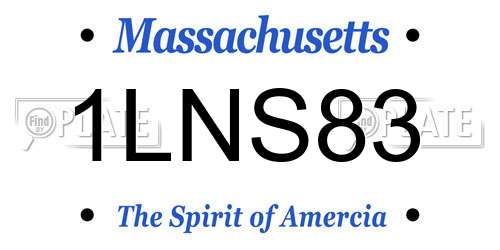 1LNS83 Massachusetts License Plate