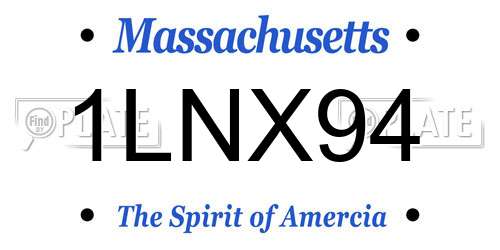 1LNX94 Massachusetts License Plate