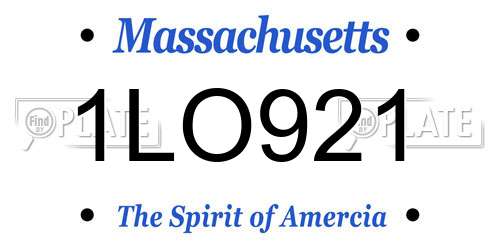 1LO921 Massachusetts License Plate