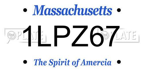 1LPZ67 Massachusetts License Plate