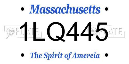 1LQ445 Massachusetts License Plate