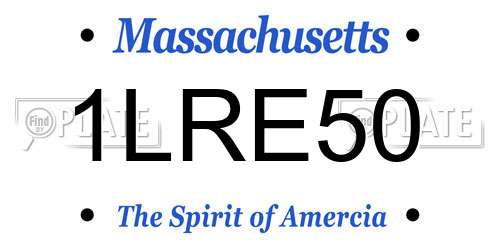 1LRE50 Massachusetts License Plate