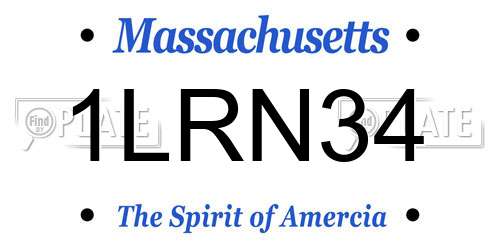 1LRN34 Massachusetts License Plate
