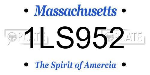 1LS952 Massachusetts License Plate