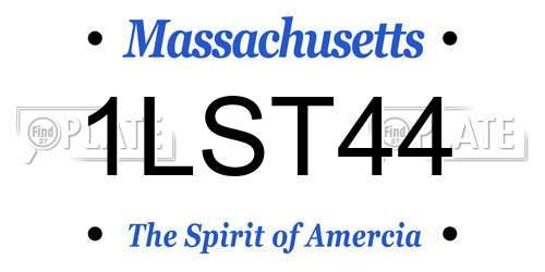 1LST44 Massachusetts License Plate