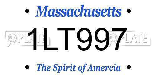 1LT997 Massachusetts License Plate