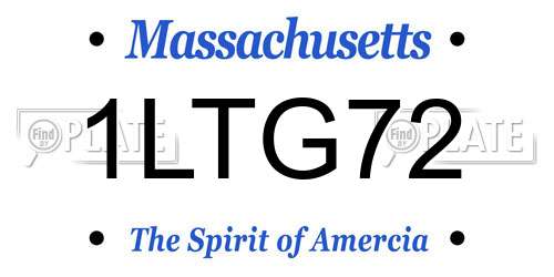 1LTG72 Massachusetts License Plate