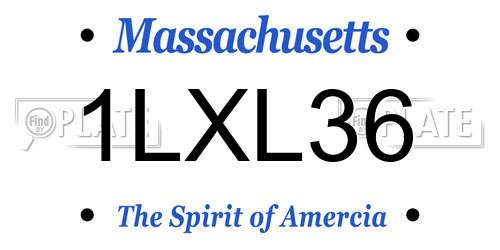 1LXL36 Massachusetts License Plate