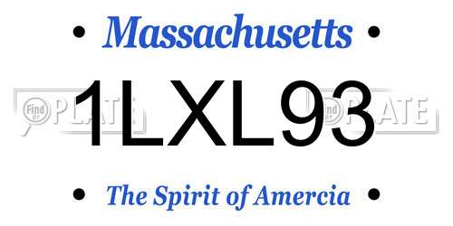1LXL93 Massachusetts License Plate