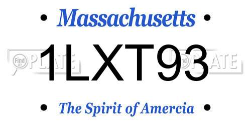 1LXT93 Massachusetts License Plate