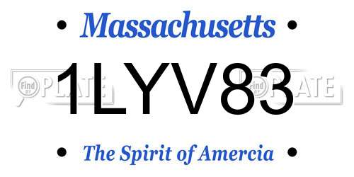 1LYV83 Massachusetts License Plate