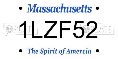 1LZF52 Massachusetts License Plate