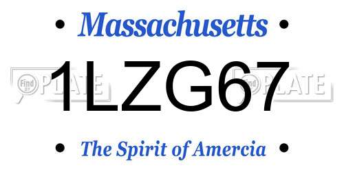 1LZG67 Massachusetts License Plate