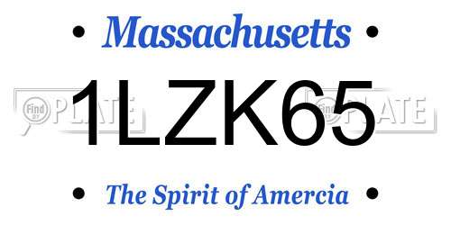 1LZK65 Massachusetts License Plate